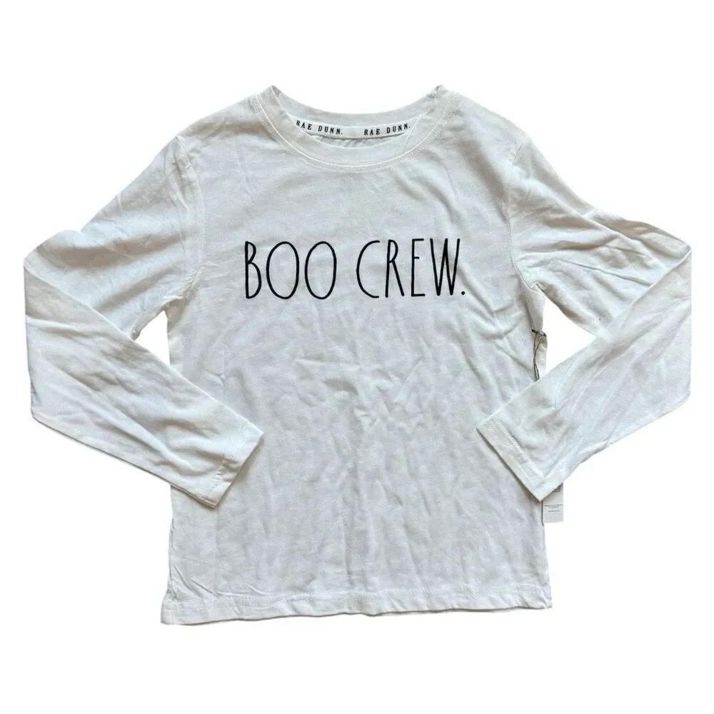 NWT Youth Unisex Rae Dunn Boo Crew Long Sleeve Graphic Tee Shirt - Sz 7